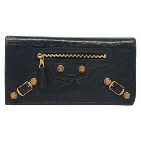 BALENCIAGA Giant Money Long Wallet Leather Navy - Picture 11 of 16